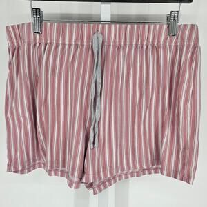 Be Yourself Sleepwear Womens Sz L Pajama Lounge Shorts Pink White Striped